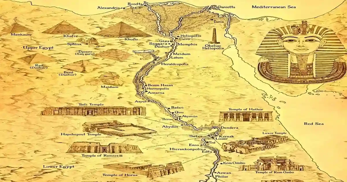 Old Egypt Map - Discover Ancient Cities and Landmarks